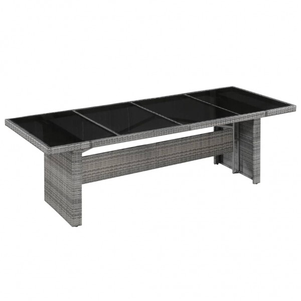 Mesa de jardín ratán sintético y vidrio 240x90x74 cm D