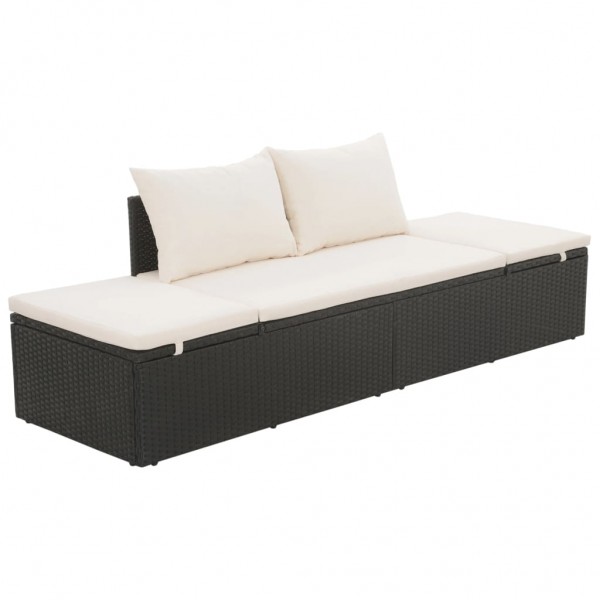 Cama de jardín 195x60 cm ratán sintético negro M 3