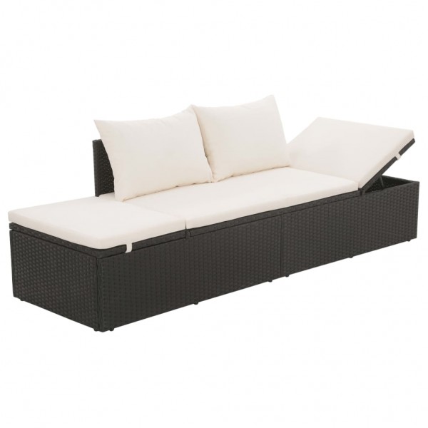 Cama de jardín 195x60 cm ratán sintético negro D