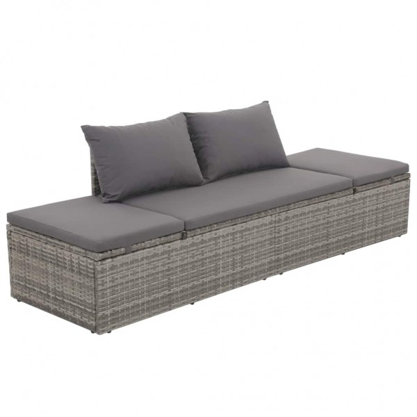 Cama de jardín 195x60 cm ratán sintético gris D