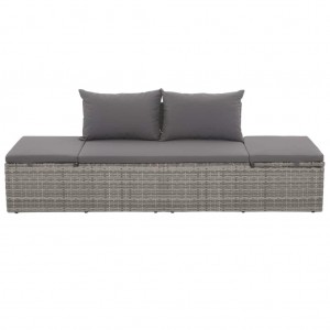 Cama de jardín 195x60 cm ratán sintético gris H