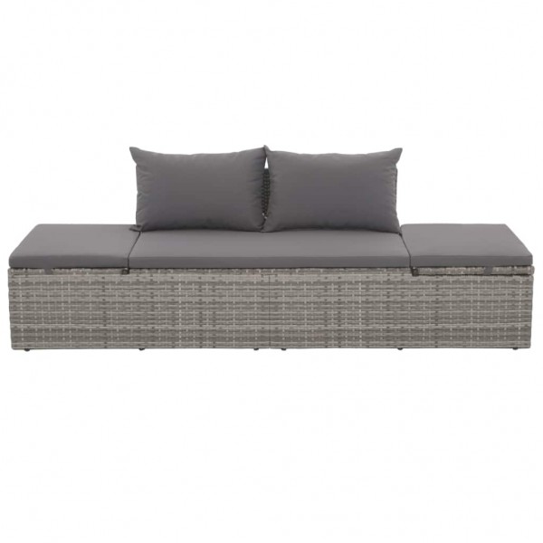 Cama de jardín 195x60 cm ratán sintético gris M 2