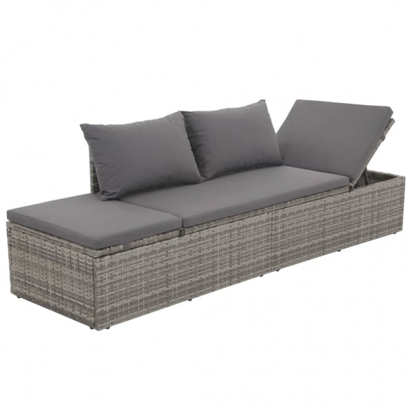 Cama de jardín 195x60 cm ratán sintético gris M 3