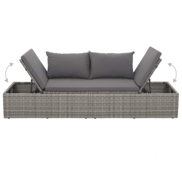 Cama de jardín 195x60 cm ratán sintético gris M 4