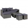 Set de muebles de jardín 4 piezas y cojines ratán PE gris 3
