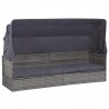 Cama de jardín con toldo 205x62 cm ratán sintético gris 1