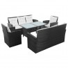 Set muebles de jardín 5 piezas y cojines ratán sintético negro 1