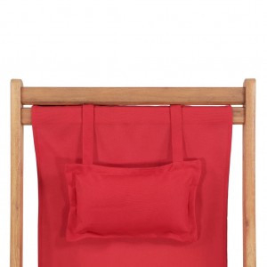 Silla de playa plegable de tela y estructura de madera roja H
