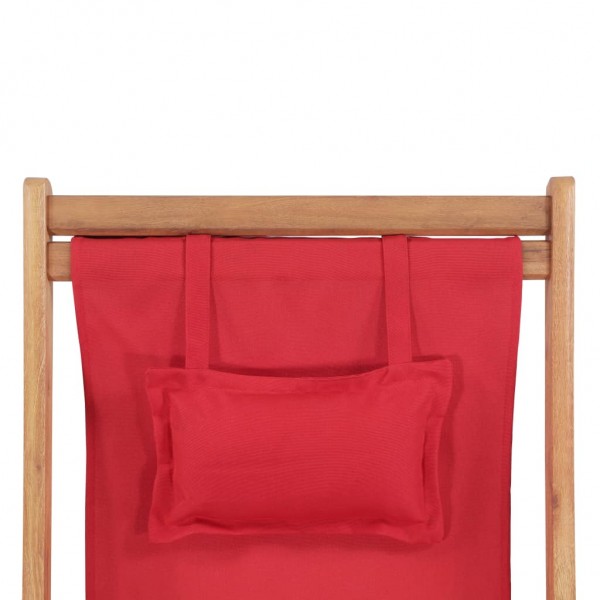 Silla de playa plegable de tela y estructura de madera roja M 2