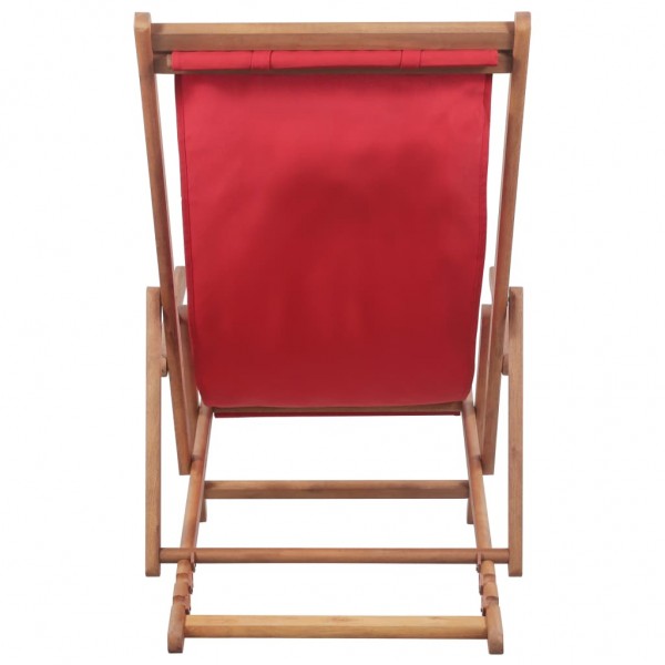 Silla de playa plegable de tela y estructura de madera roja M 5