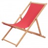 Silla de playa plegable de tela y estructura de madera roja 1