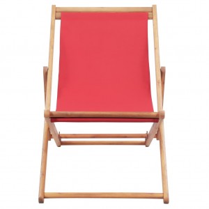 Silla de playa plegable de tela y estructura de madera roja H
