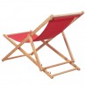 Silla de playa plegable de tela y estructura de madera roja 3