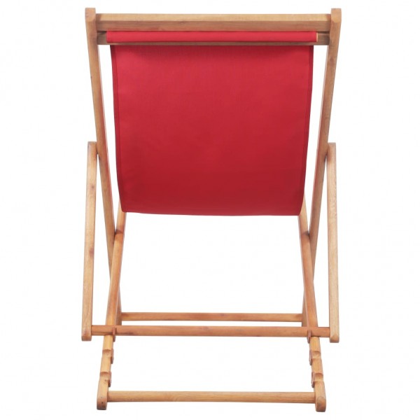 Silla de playa plegable de tela y estructura de madera roja M 4