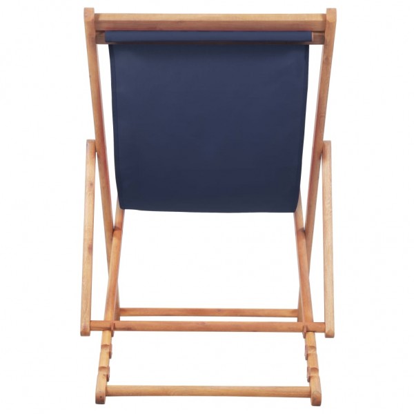 Silla de playa plegable estructura de madera y tela azul M 4