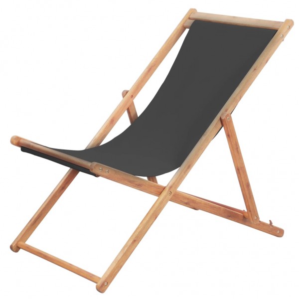 Silla de playa plegable estructura de madera y tela gris D