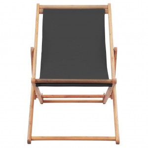 Silla de playa plegable estructura de madera y tela gris H