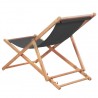Silla de playa plegable estructura de madera y tela gris 4