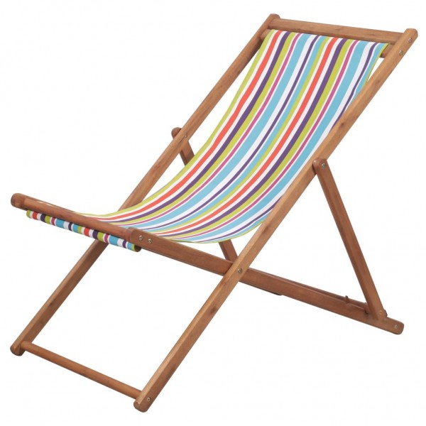 Silla de playa plegable estructura madera y tela multicolor D