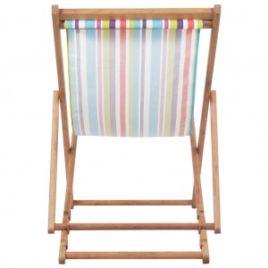 Silla de playa plegable estructura madera y tela multicolor H