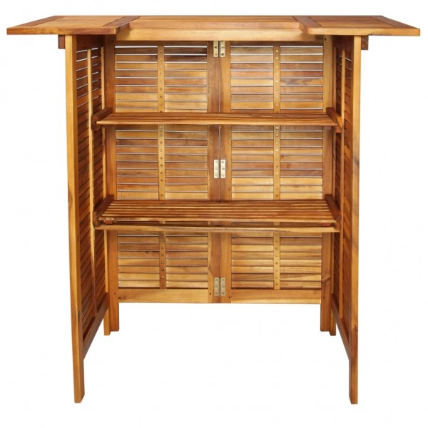 Mesa alta de bar de madera de acacia maciza 110x50x105 cm M 4