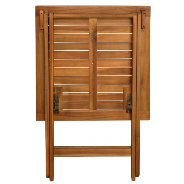 Mesa y sillas bistró plegables 3 pzas y cojines madera maciza M 4