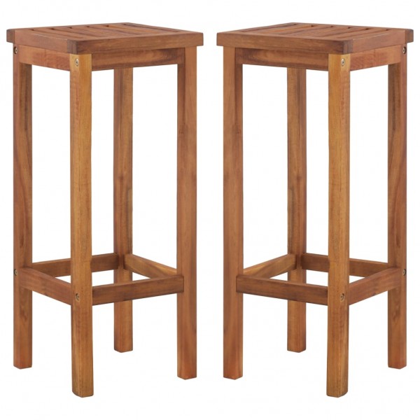 Taburetes de cocina 2 unidades madera maciza de acacia D