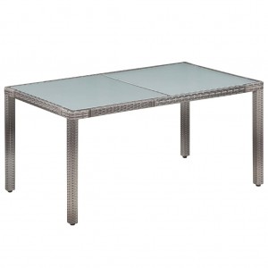 Set de comedor de jardín 7 pzs y cojines ratán sintético gris H
