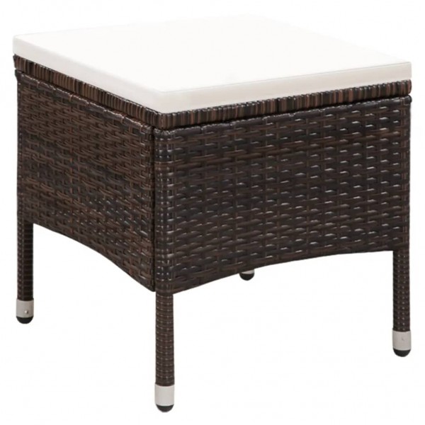 Cadeira e banco de exterior com almofadões vime PE castanho M 3