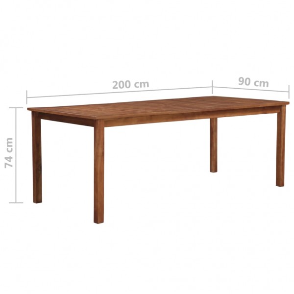 Mesa de jardín madera maciza de acacia 200x100x74 cm M 5