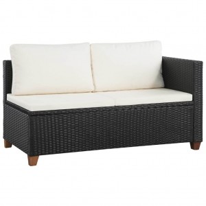 4 pcs conjunto lounge de jardim c/ almofadões vime PE preto H
