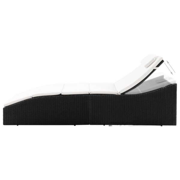 Espreguiçadeira com almofadão vime PE preto M 3