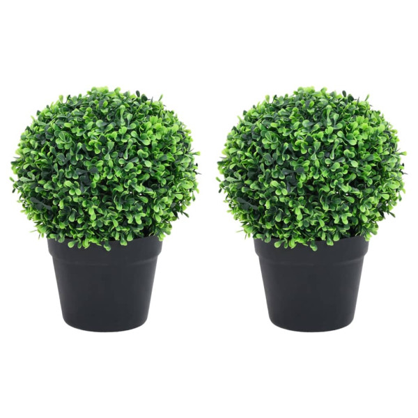 Plantas de boj artificial 2 uds forma bola maceta verde 37 cm D