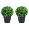 Plantas bolas de buxo artificiais c/ vasos 2 pcs 37 cm verde 1