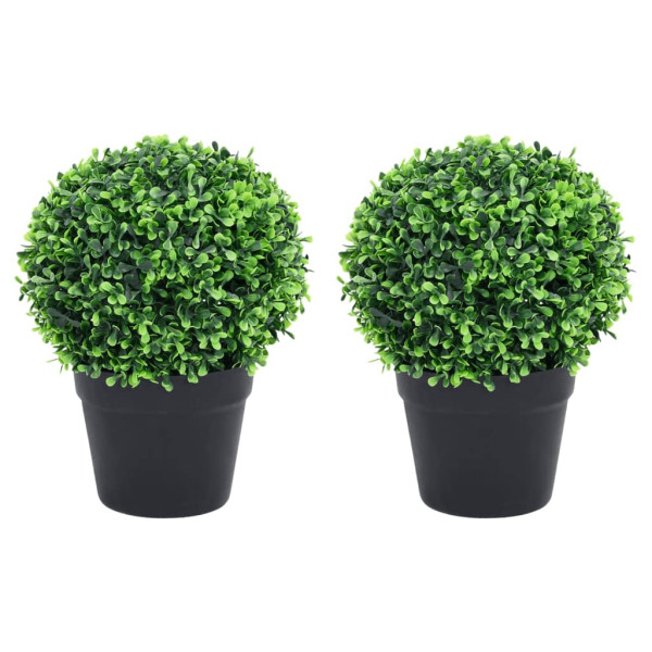 Plantas de boj artificial 2 uds forma bola maceta verde 32 cm D