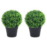 Plantas de boj artificial 2 uds forma bola maceta verde 32 cm 1