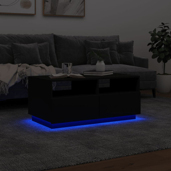 Mesa de centro con luces LED negro 90x49x40 cm M 5