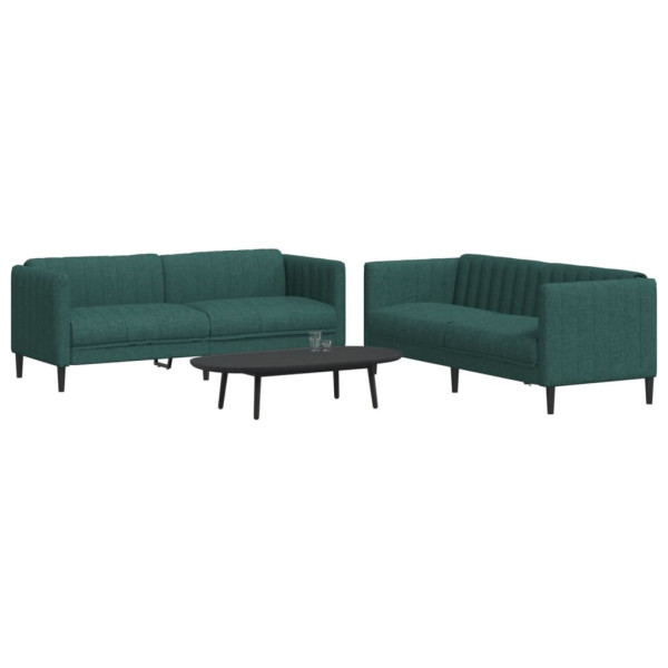 2 pcs conjunto de sofás tecido verde-escuro D