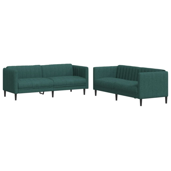 2 pcs conjunto de sofás tecido verde-escuro M 2