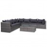 8 pcs conjunto lounge de jardim c/ almofadões vime PE cinzento 2