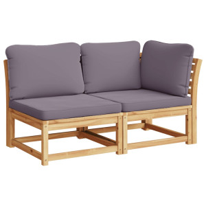 Set de muebles de jardín 2 piezas con cojines madera acacia H