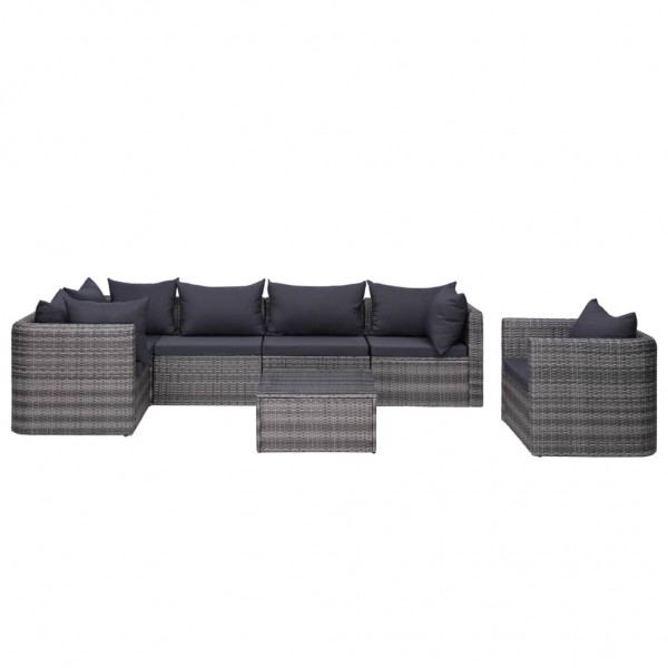 Set de muebles de jardín y cojines 7 pzas ratán sintético gris M 3
