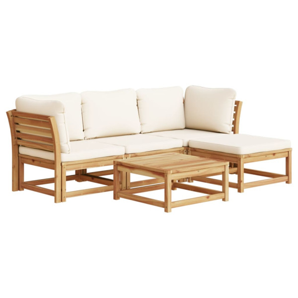5 pcs conjunto lounge de jardim c/ almofadões acácia maciça M 2