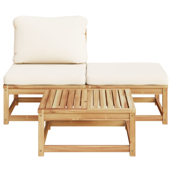 Set de muebles para jardín 3 piezas con cojines madera acacia M 4
