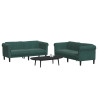 2 pcs conjunto de sofás veludo verde-escuro 3