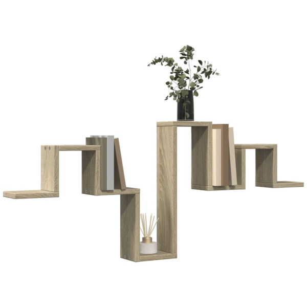 Estantería pared madera ingeniería roble Sonoma 104.5x10x43 cm M 4