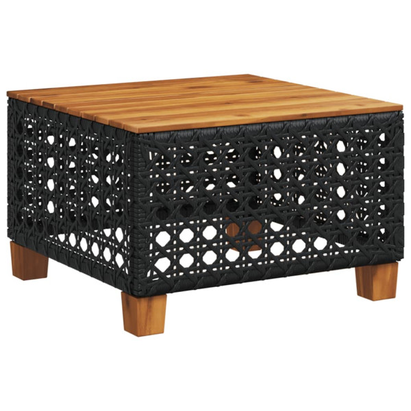 Mesa de jardim 55x55x36 cm vime PE e madeira de acácia preto M 2