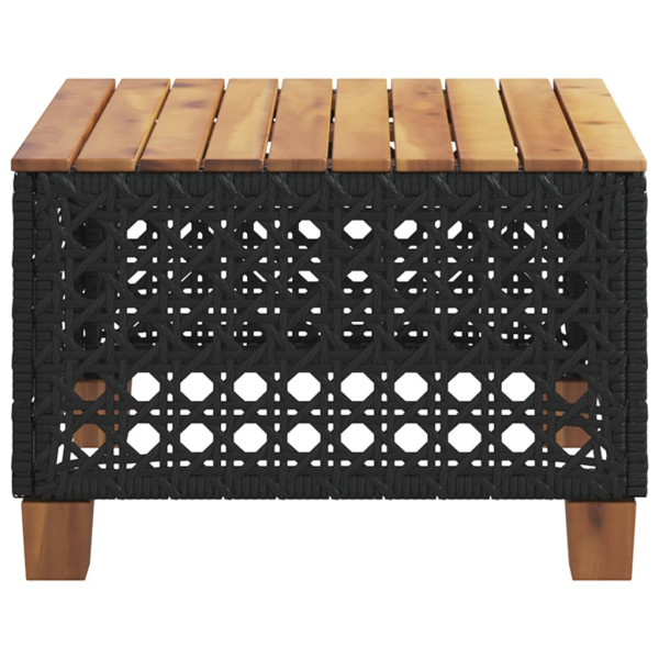 Mesa de jardim 55x55x36 cm vime PE e madeira de acácia preto M 5