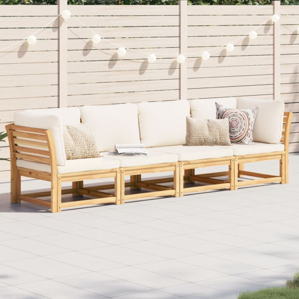 4 pcs conjunto lounge de jardim com almofadões acácia maciça D