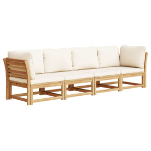 Set de muebles de jardín 4 pzs y cojines madera maciza acacia H